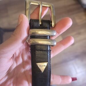 Vtg GUESS Black Leather Belt